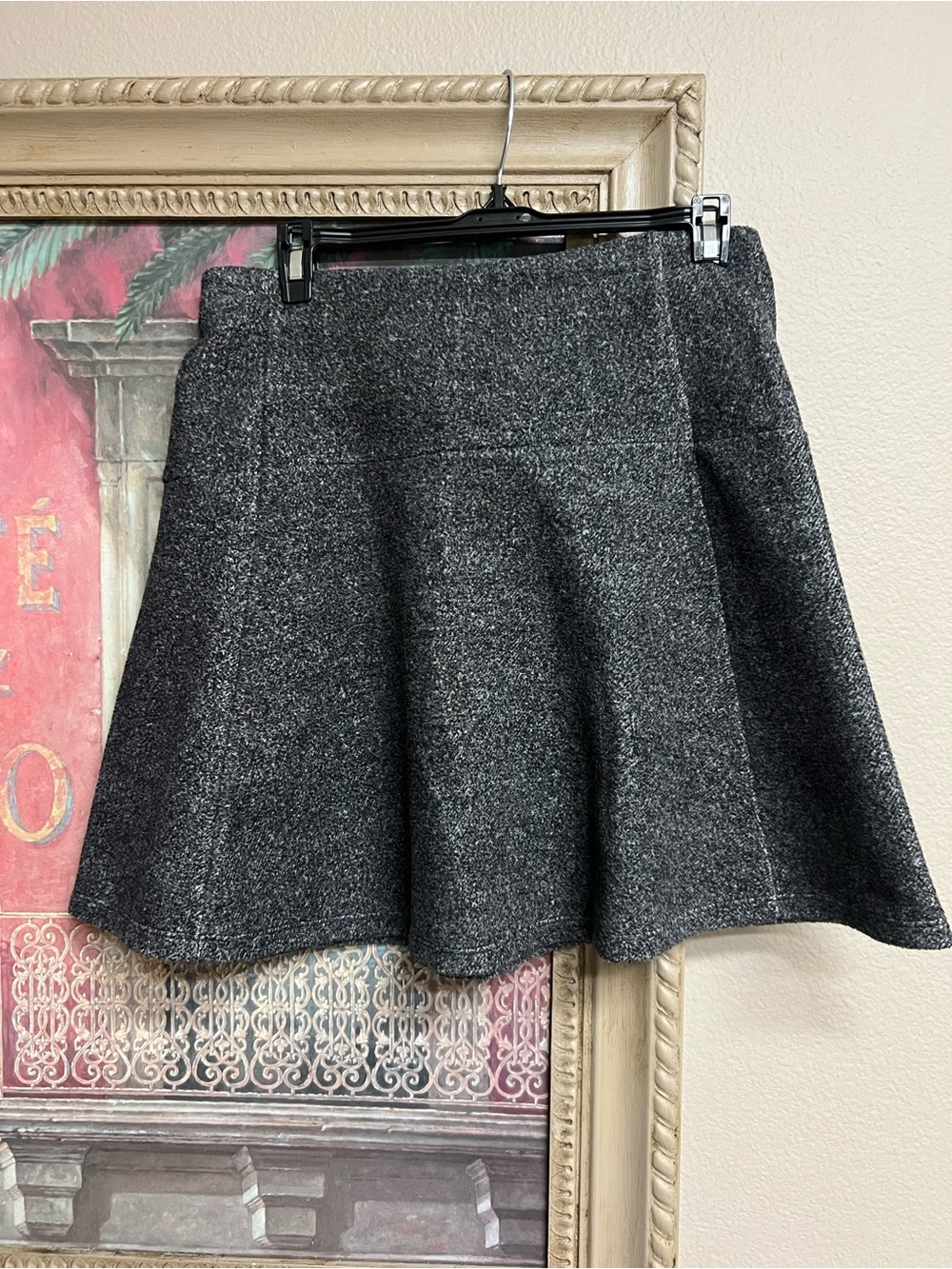 LOFT Charcoal Gray Circle Mini Skirt - Textured Knit Flare